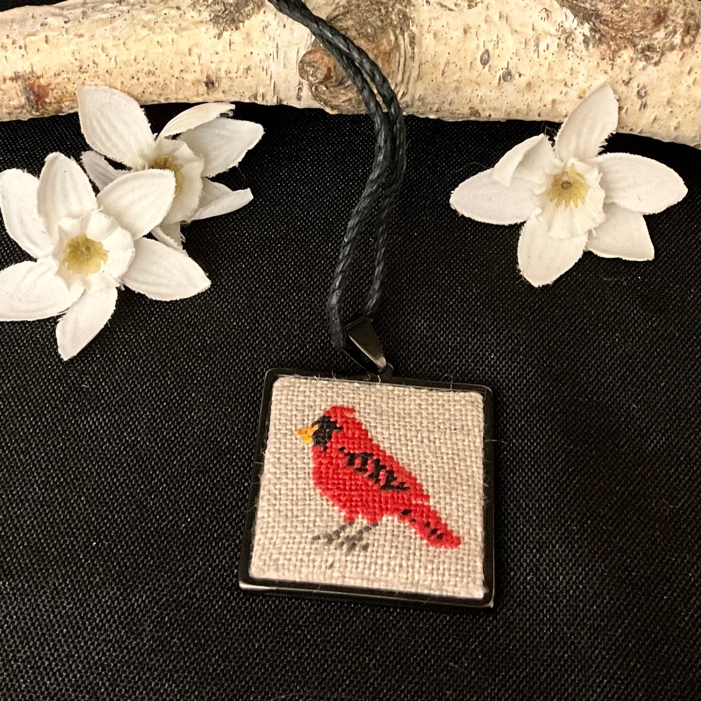 Petit Point Cardinal Pendant