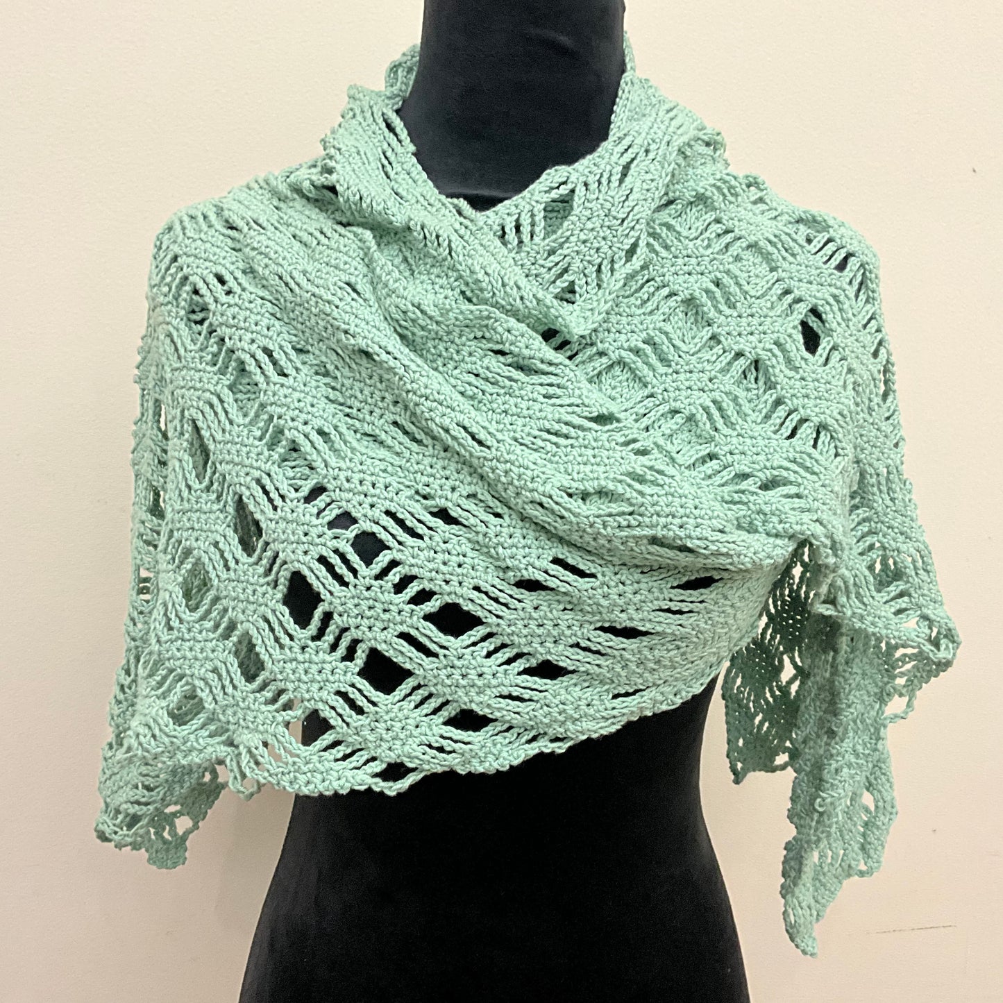 Quince Sparrow Shawl in Pale Gray Green