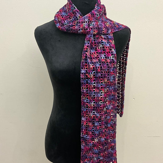 Crochet Scarf in Jewel Tones