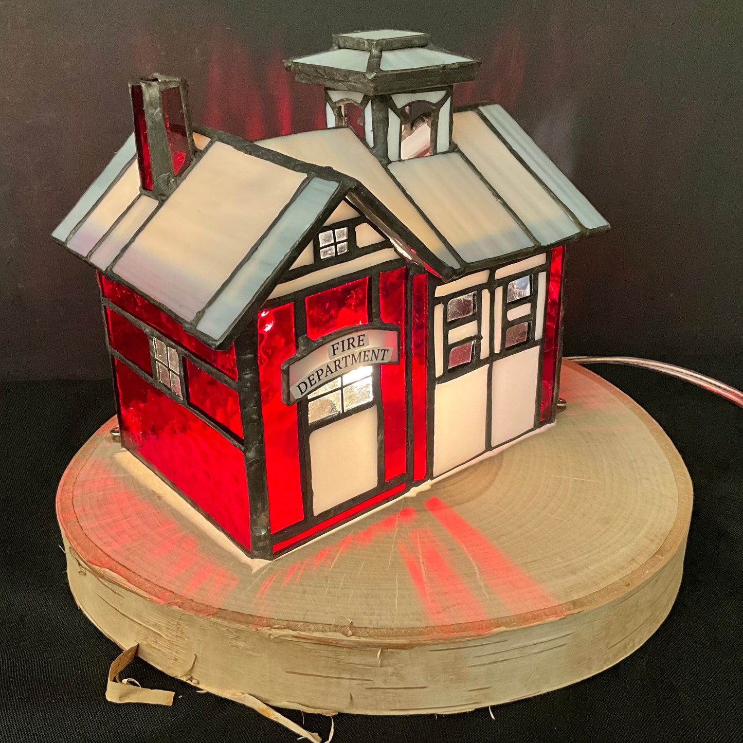 Fire Station Stained Glass Night Light