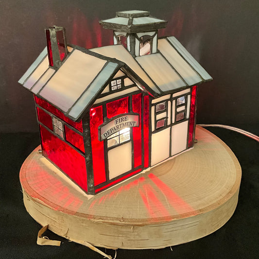 Fire Station Stained Glass Night Light