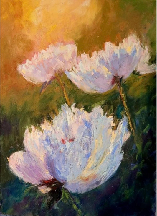 Golden Hour Peonies - Original Pastel - After Alain Picard