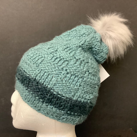 Hand Knitted  “Blue Basket” Toque
