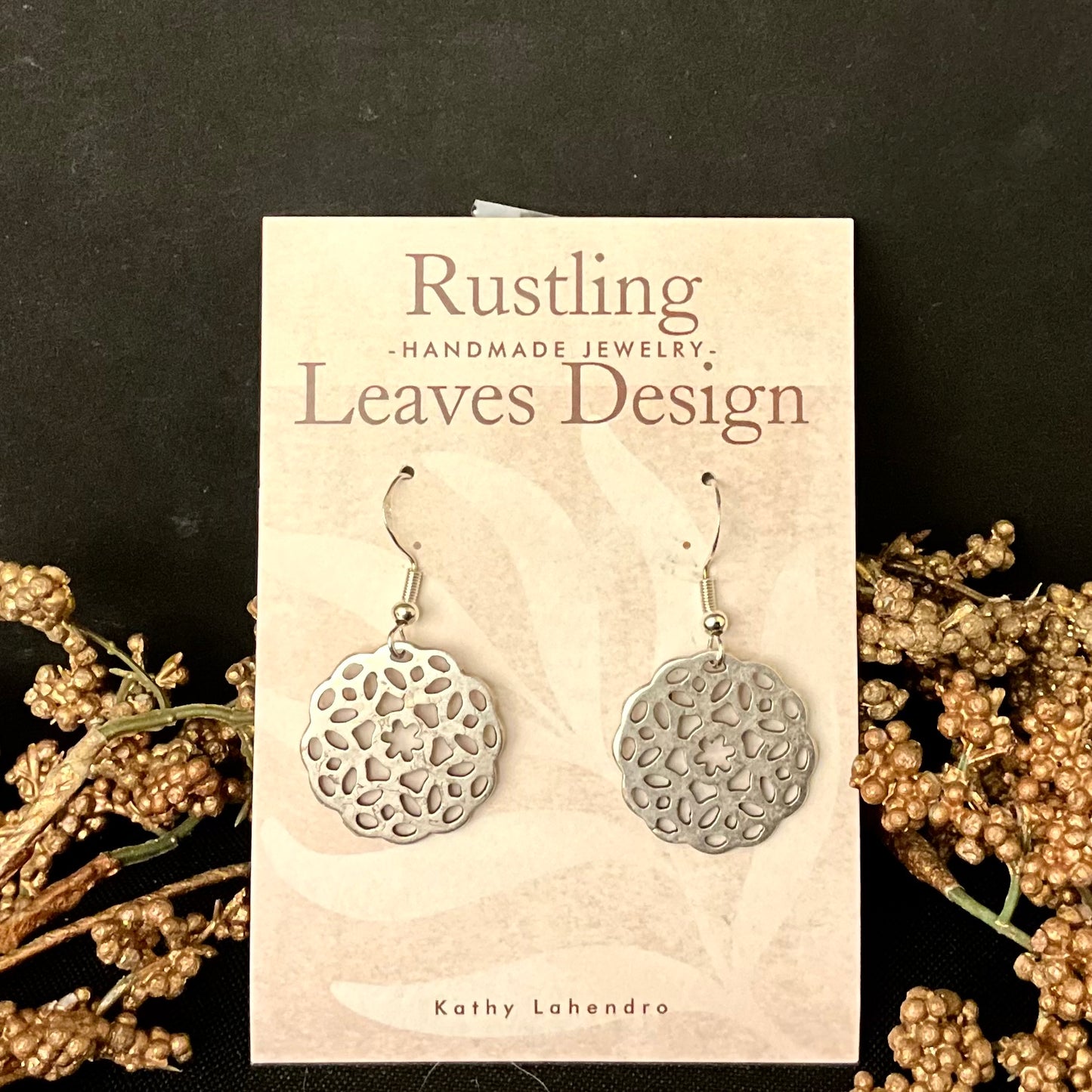 Scalloped Pewter Disc Earrings