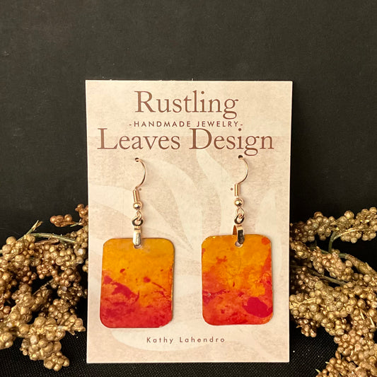 Orange and Pink Rectangle Earrings