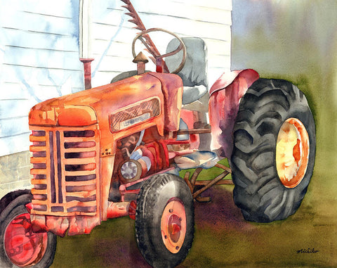 Old Tractor Print Matted