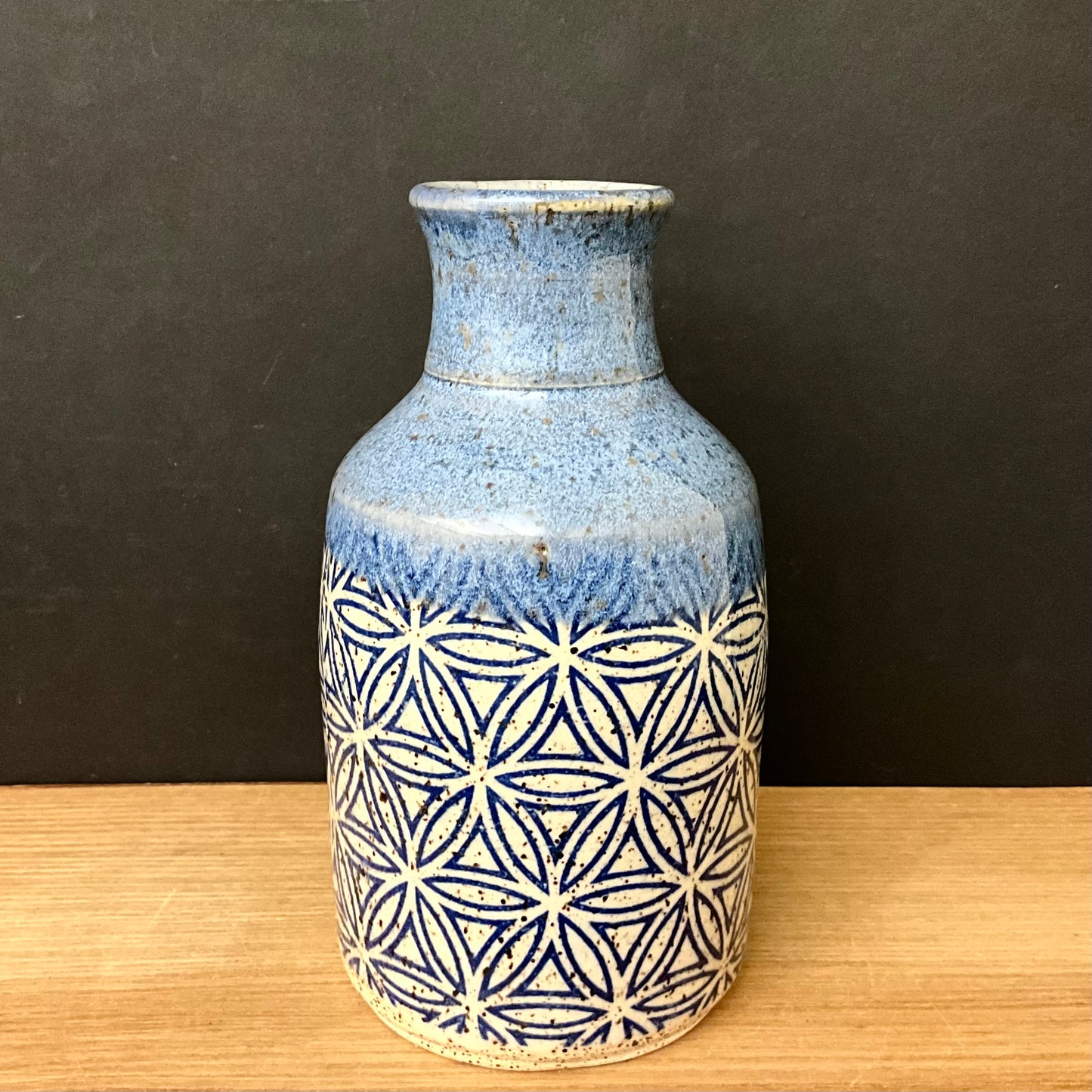 Vase with Blue Geometric Design