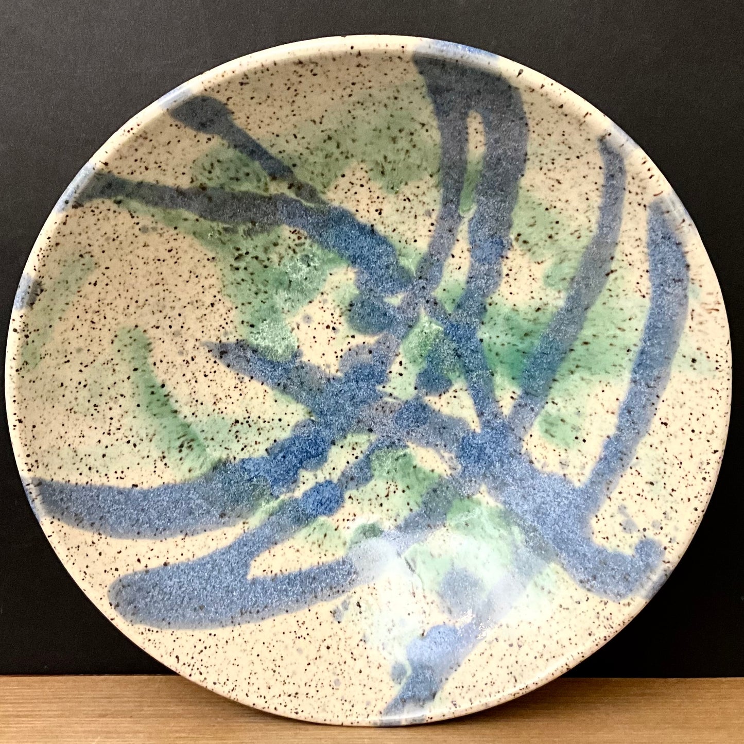 Pasta Bowl White with Blue and Green Splashes