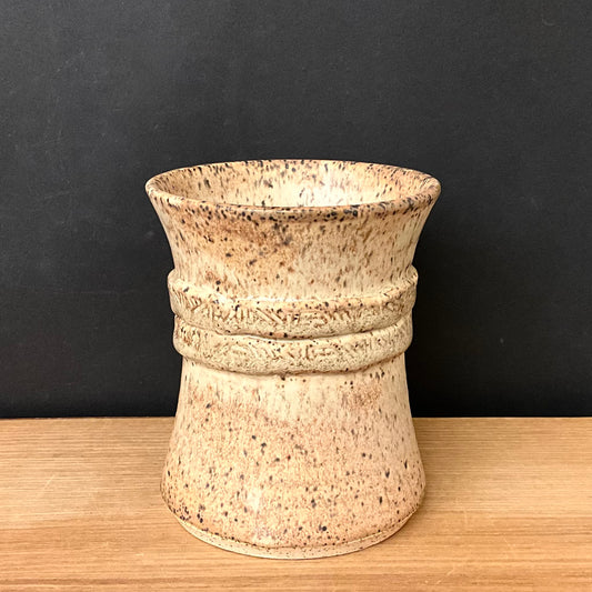 Vase/Tumbler in Speckled Brown and Sand Band