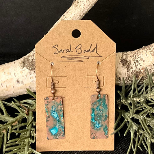 Patina Copper Rectangle Earrings