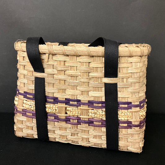Deep Tote Basket w Braided Band & Purple Details