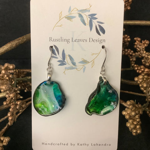 Green Blue Recycled Plastic Earrings