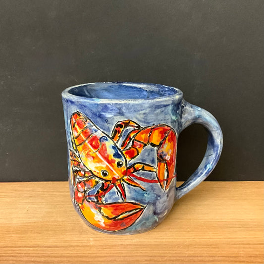 Mug  Lobsters on Blue Background