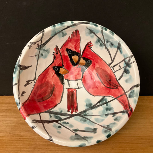 Petite Bowl with Three Cardinals