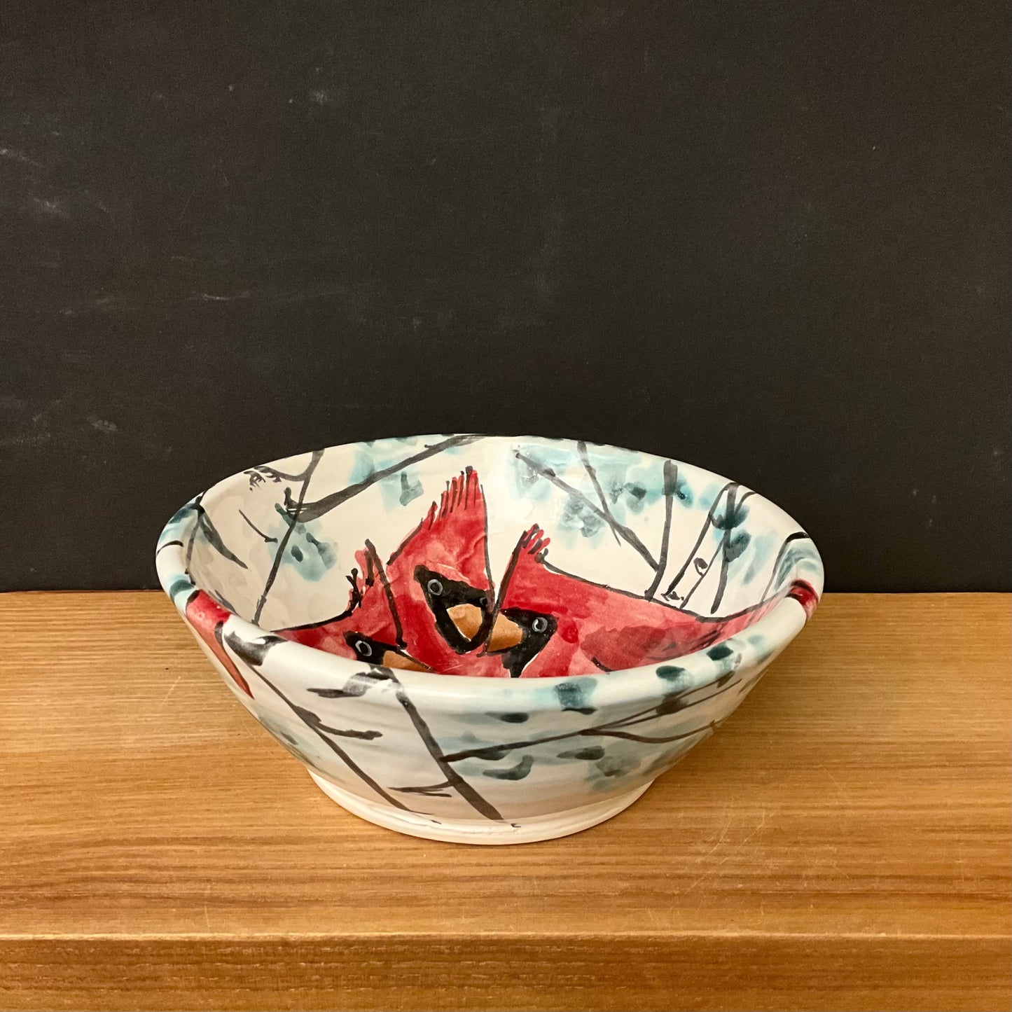 Petite Bowl with Three Cardinals