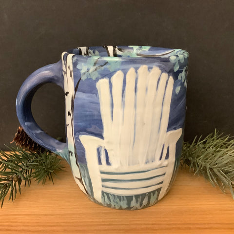 Mug with White ADK Chair on Deep Blue