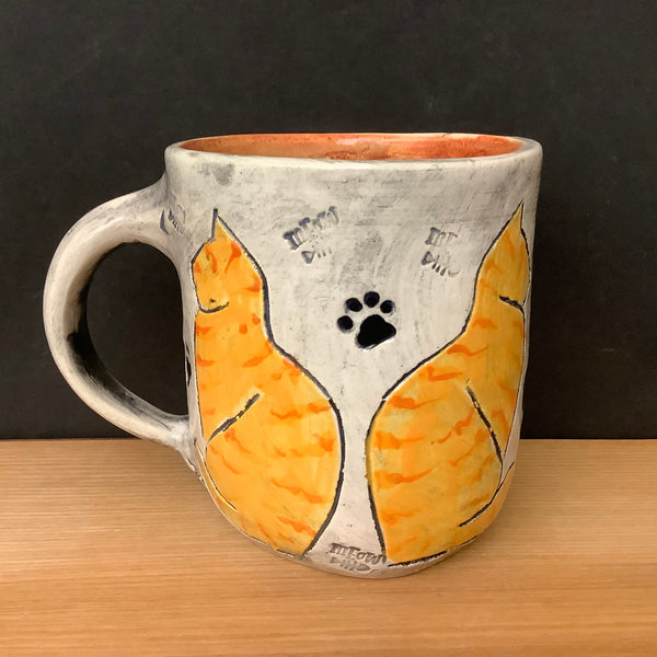 Mug with Carved Orange Tabby Cat