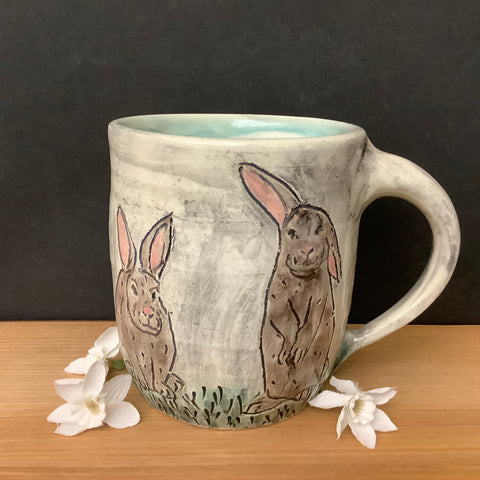 Mug with Carved Bunnies