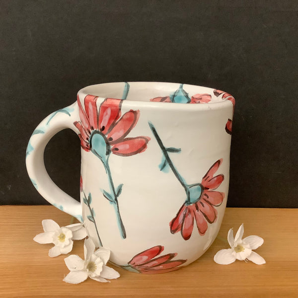 Mug with New Red Flower Design