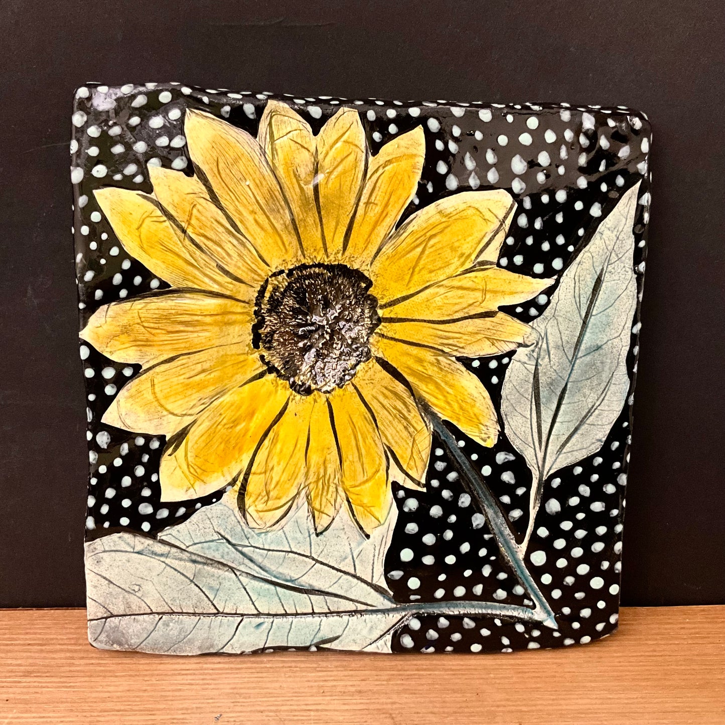 Sunflower Trivet with Black Background