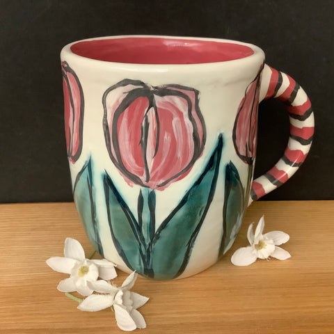 Mug with New Red Tulip Design