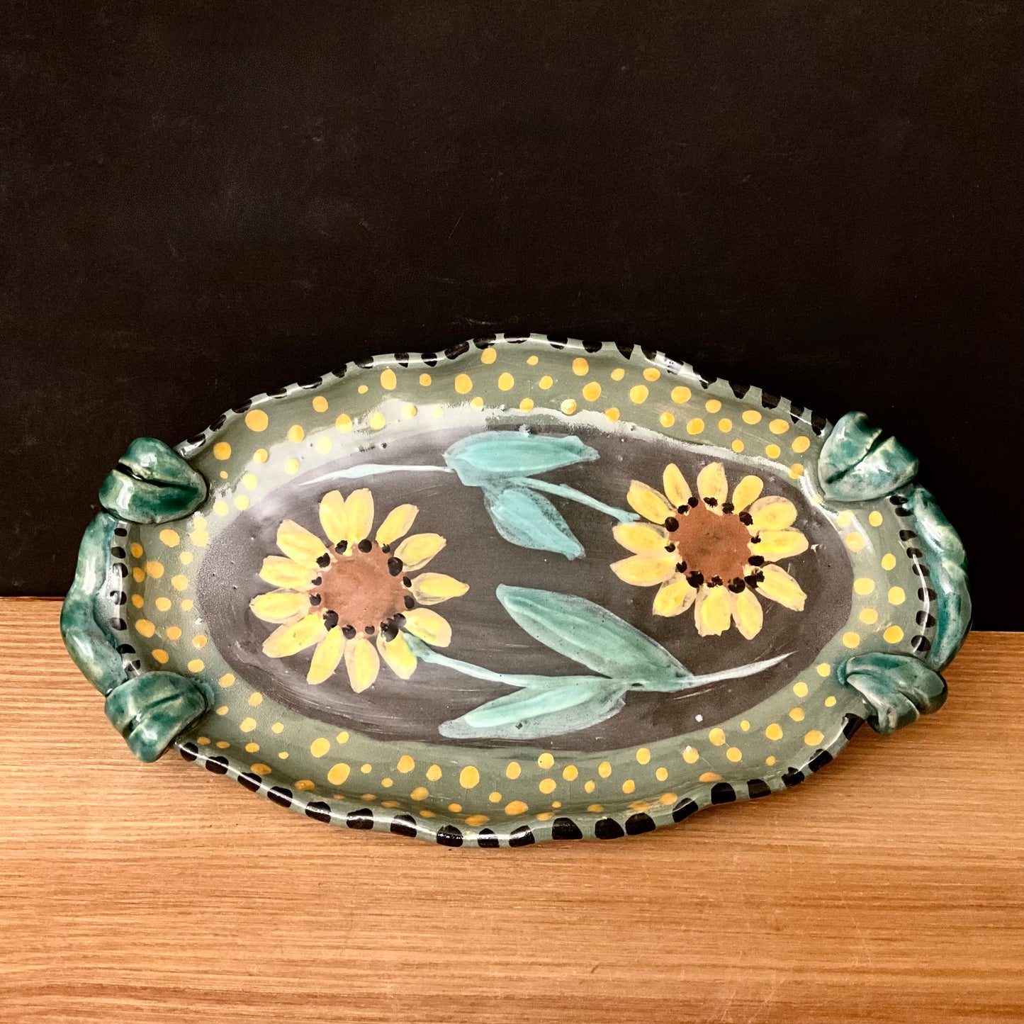 Petite Tray Black with Sunflowers