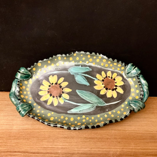 Petite Tray Black with Sunflowers