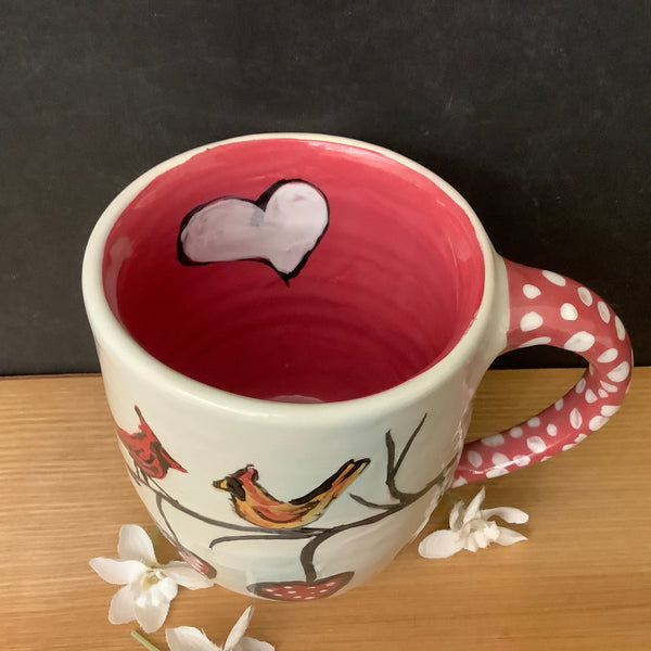 Mug with Cardinals & Hearts