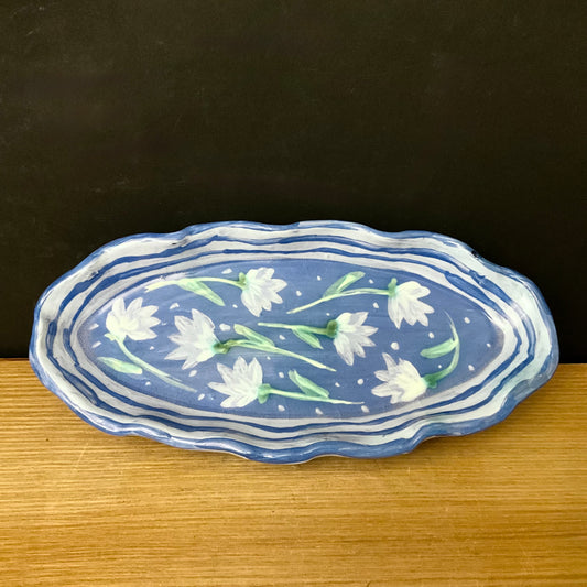 Petite Tray Brilliant Blue with Flowers