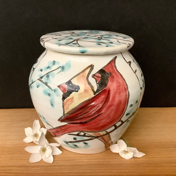 Ginger Jar with Spring Cardinal Pair