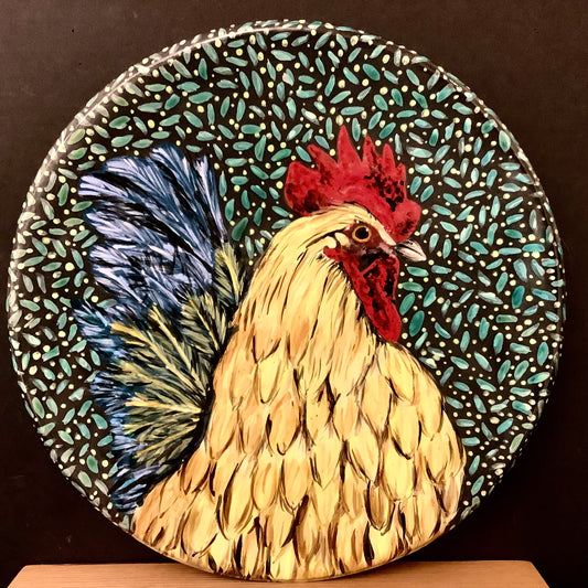 Round Platter with rooster