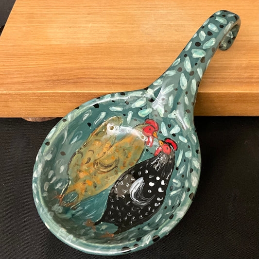Spoon Rest with Hens