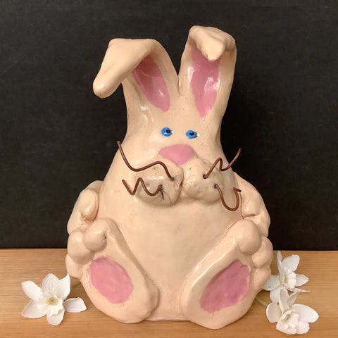 Plump Cream Bunny with Pink Pads