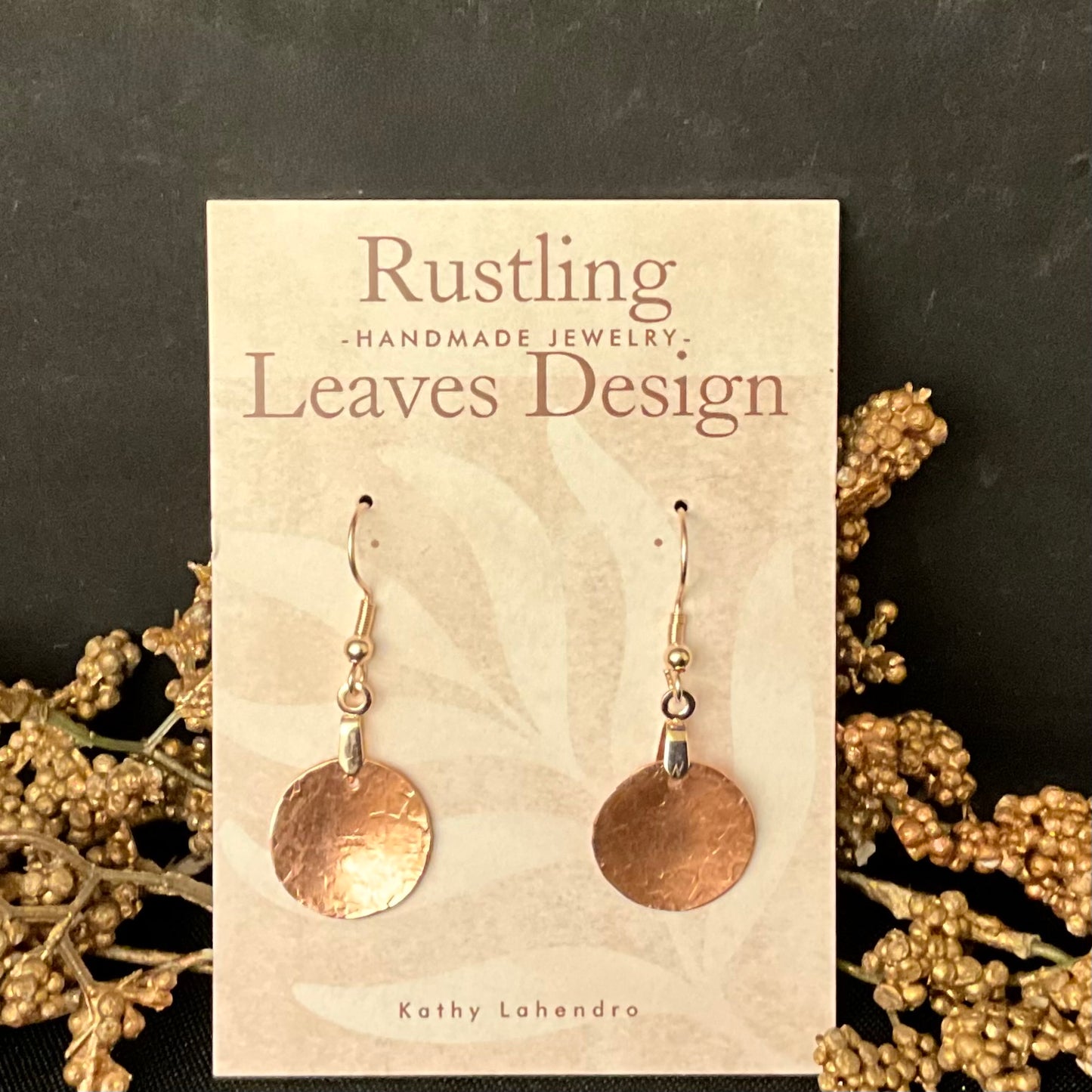Small Stamped Disc Copper Earrings