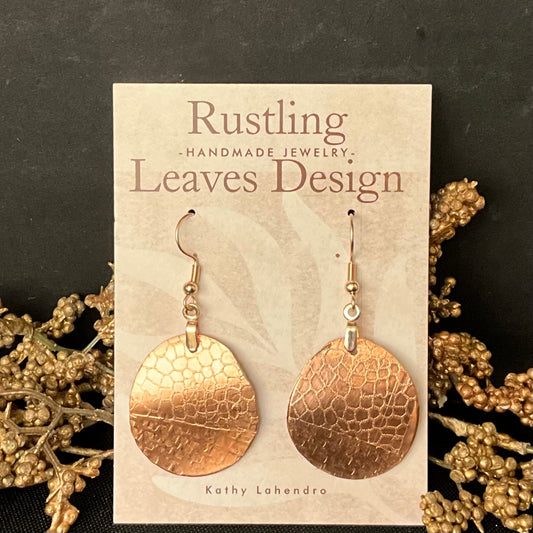 Dappled Disc Copper Earrings
