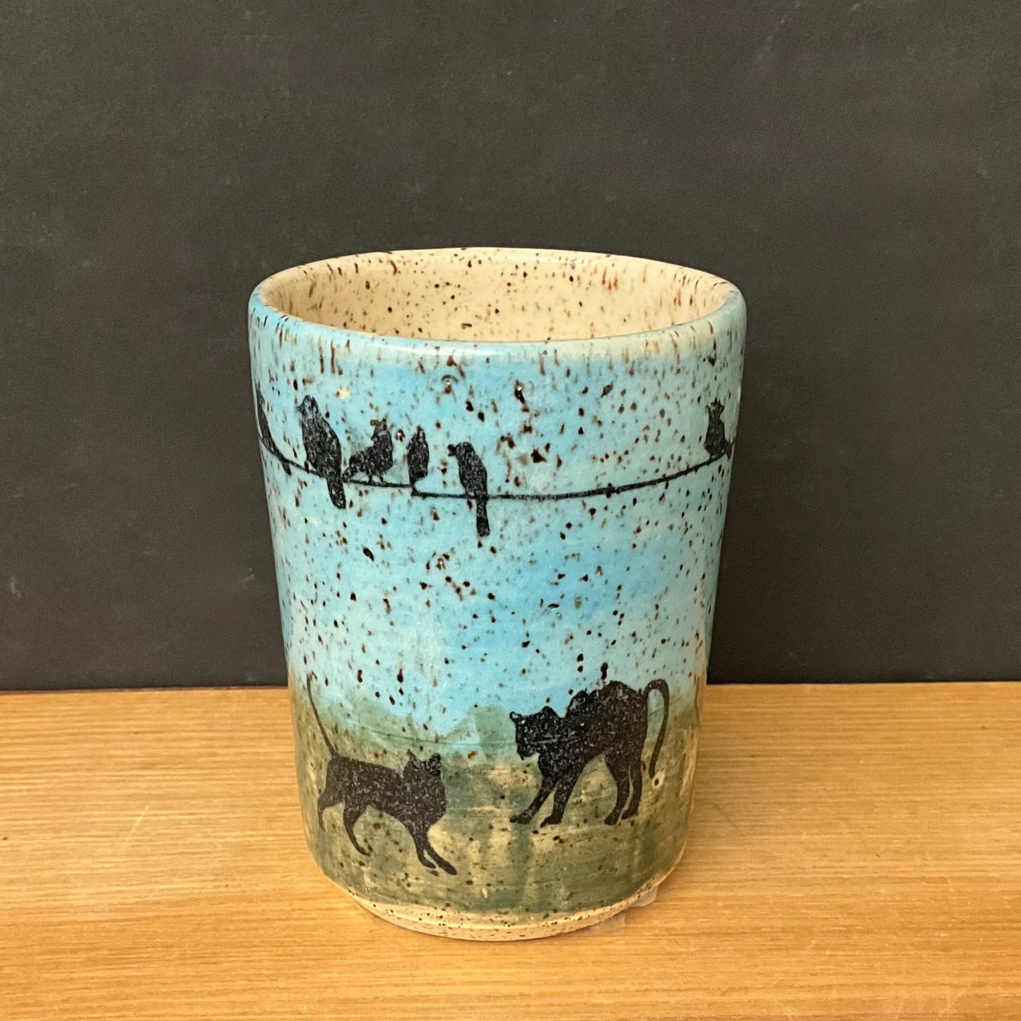 Tumbler - Cat Silhouettes & Birds on Wire