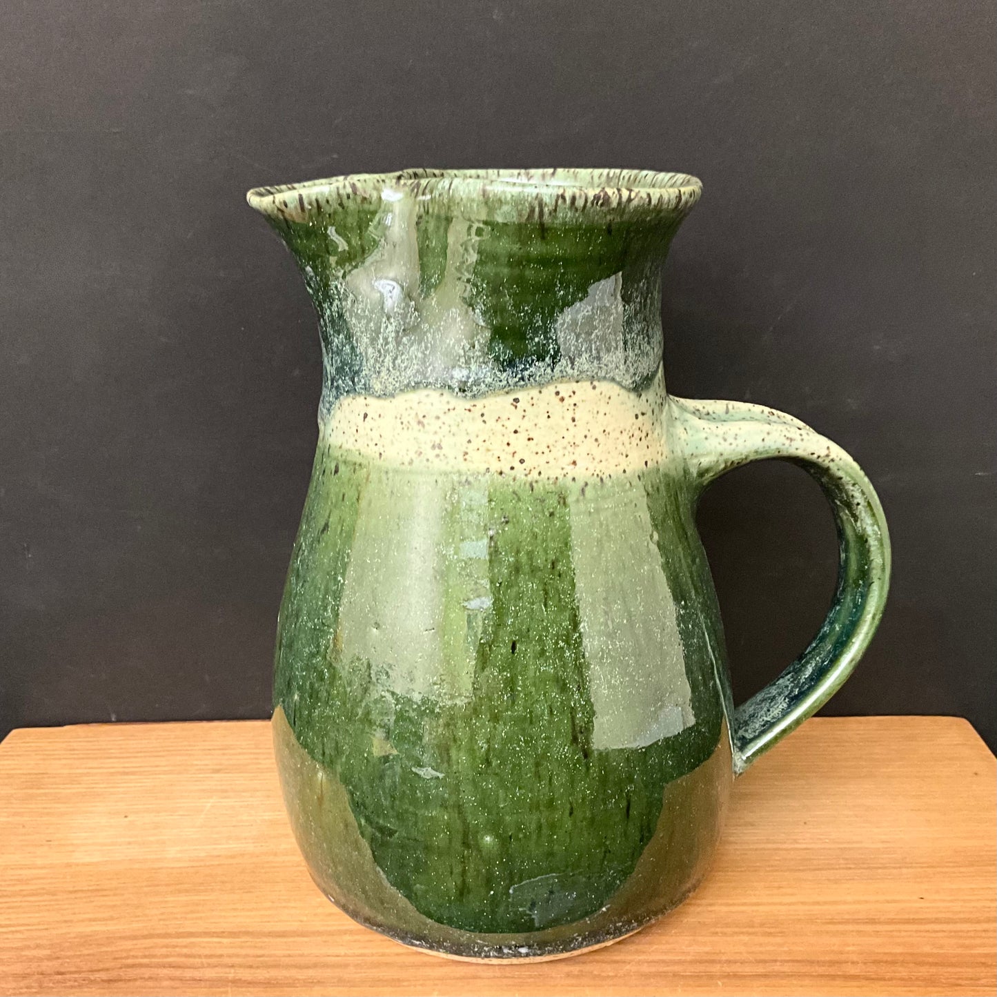 Pitcher with Speckled Green Bands