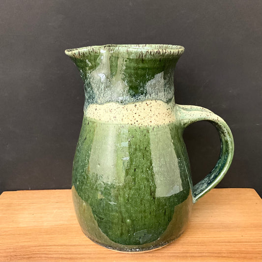 Pitcher with Speckled Green Bands