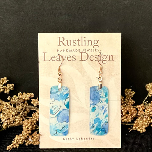 Long Rectangular Earrings in Blues