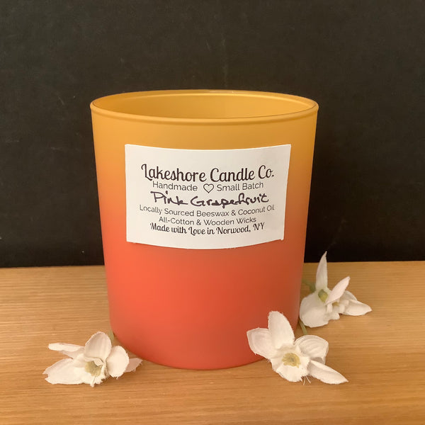 Pink Grapefruit Beeswax Candle 8oz