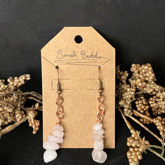 Copper Earrings with Rose Quartz