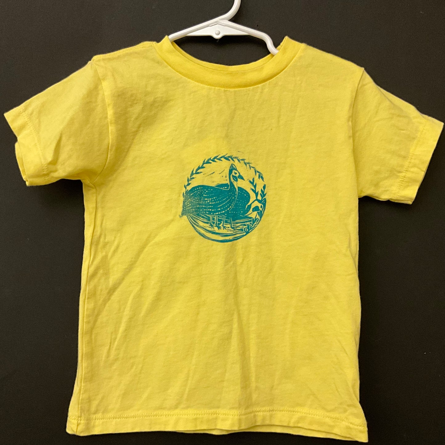 T-Shirt “Guinea Hens/ Oxbow Lake” Sunflower Yellow, Size 3
