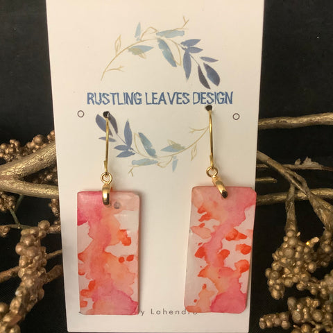 Pink & Coral Rectangle  Earrings