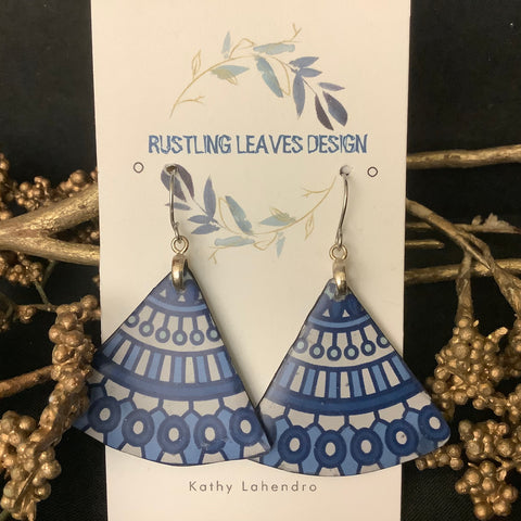Blue & White Fan Earrings