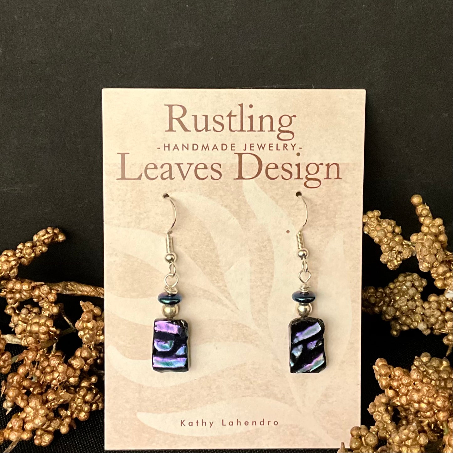 Textured Purple Small Rectangle Fused Glass Earrings