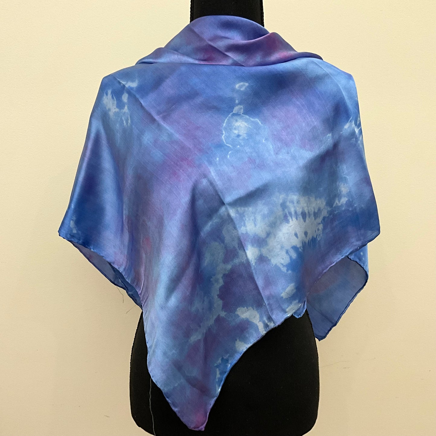 Square Ice Dyed Silk Satin Scarf - Periwinkle