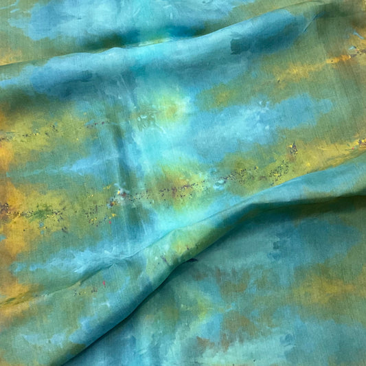 Large Haboti Silk Scarf - Turquoise