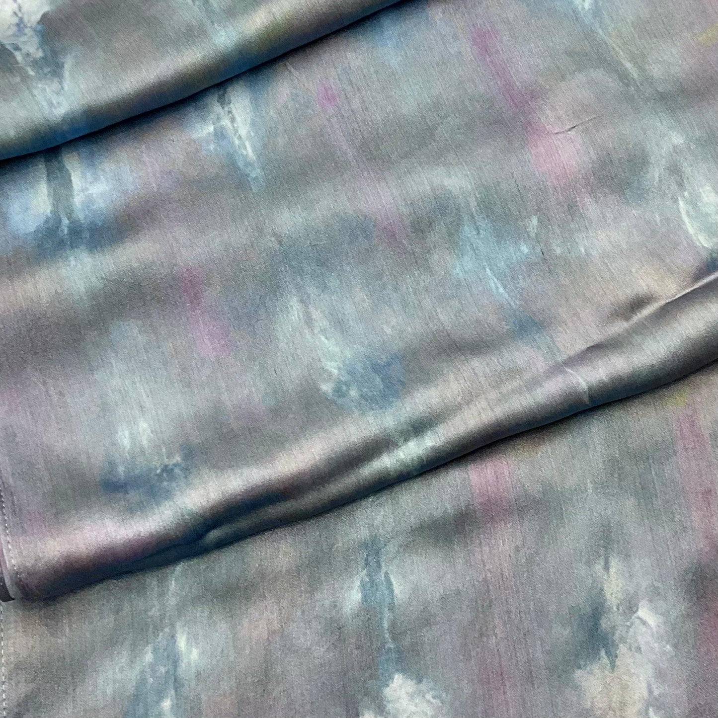 Large Satin Ice Dyed Silk Scarf - Wedgewood