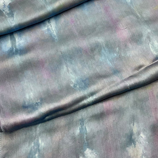 Large Satin Ice Dyed Silk Scarf - Wedgewood