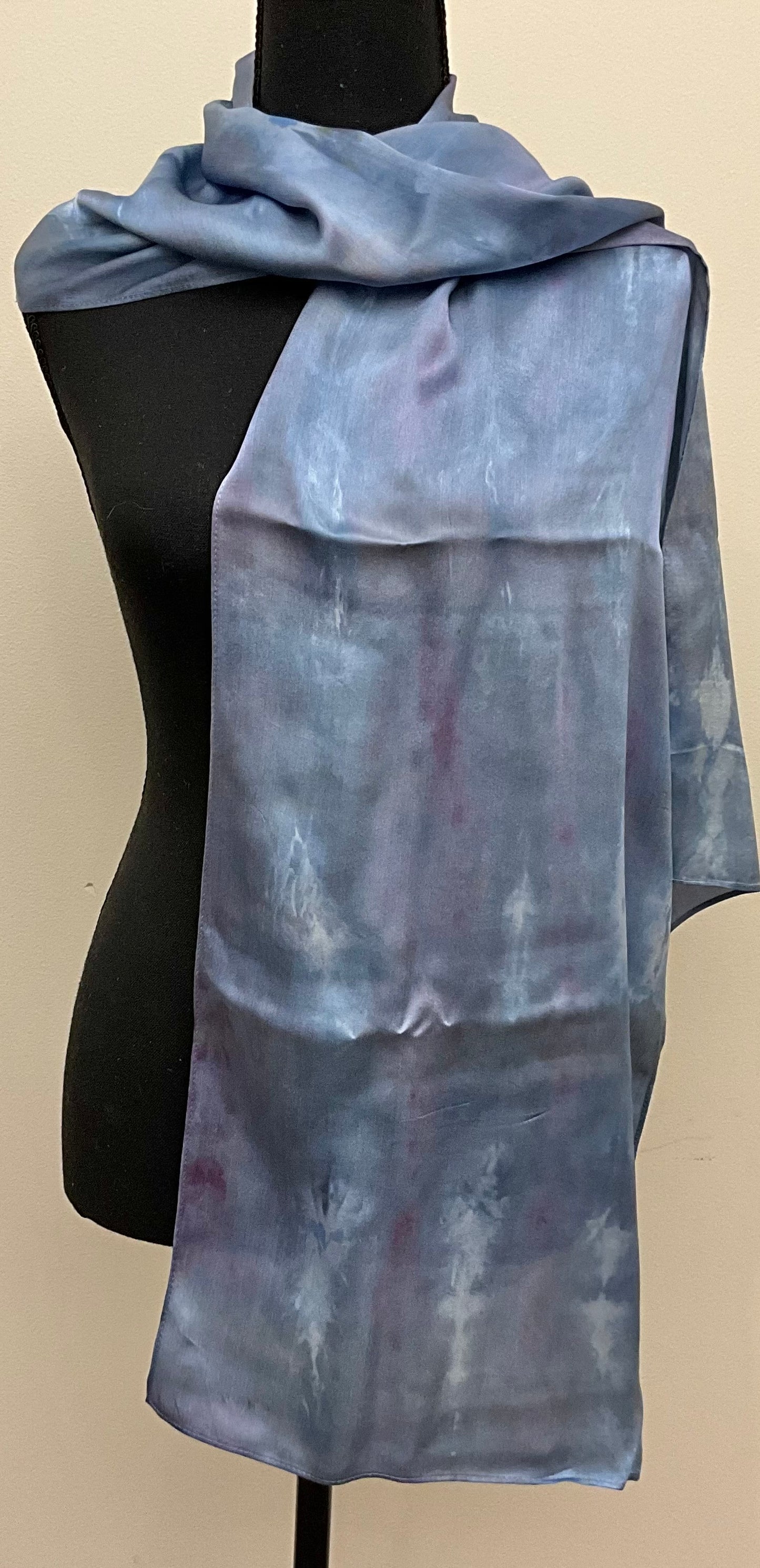Large Satin Ice Dyed Silk Scarf - Wedgewood